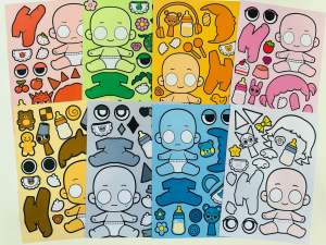 Set 8in1 sticker Sprunki baby siu dễ thương