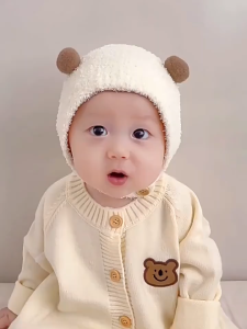 Boy Girl Hat Knitting Infant Baby Caps Ear Protection Cap Toddler Warm Beanie Cute Small Ball Winter