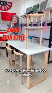 F&F : Zanis Solid Wood Base Dining Table Set / Dining Chairs / Meja Makan Set Murah