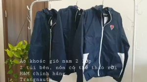 [H&M Chính Hãng] Áo Khoác Gió Khoác Dù Thể Thao Nam Bé Trai Lớn 2 Lớp Dày Dặn Đẹp Tiện Lợi Với Mũ Nón Tháo Rời 2 Túi Thời Trang Xuân Thu Đông Màu Xanh Navy Phối Trắng Trangnauth F158