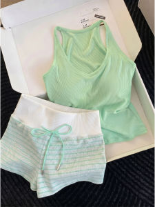 V.C.I | Summer Mint Green Padded Cami Stripe Shorts Lounge Set