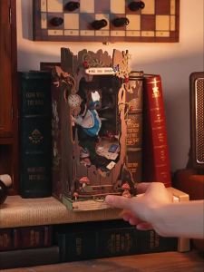 JINWUCHUANGYI | Alice in Wonderland Themed 3D DIY Bookends Wooden Assembly Model