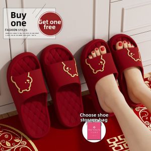 Red Bridal Celebration Slippers