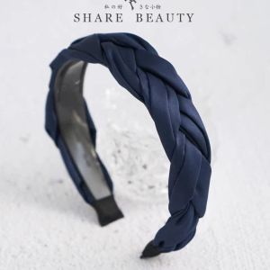 Fashionable Satin Fabric Braid Headband High Hairline Anti-Slip Toothed Girls Popular Hairband Original Design Fresh out