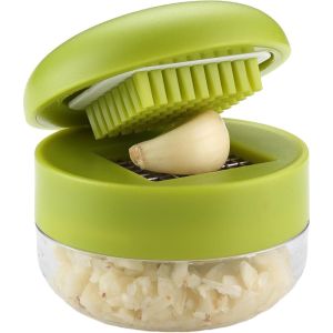 1pc Multifunctional Garlic Press Manual Mincer， ABS and Stainless Steel Garlic Slicer Handheld Ginger Masher with Storage Case