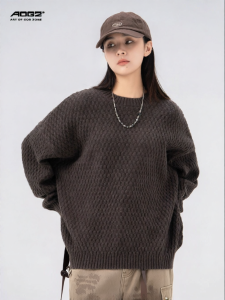 AOGZ | Simplistic Pure Color Retro Loose Base Layer Sweater Round Collar