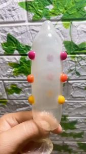 Super Gold Large-Sized Multi-Part Silicone Condoms with Lubricant - 9 Big Balls & 1 Thick Glide