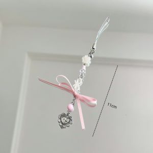 [Ballet Style] Original Young Adult Pink Heart Aesthetic Ballet Bows Ribbon Mobile Phone Charm CCD Pendant