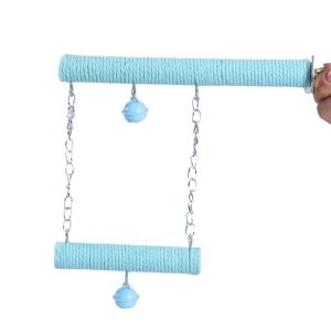 1PCS Double Layer Parrot Grinding Perch Colorful Cotton Rope Wear-Resistant Bird Cage Swing with Bell Bite Resistant