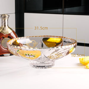 Elegant European Crystal Glass Fruit Tray Snack Candy Tray Nordic Style Living Room Coffee Table Decorative Lightweight Luxury