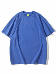 American Retro Heavyweight Cotton T-Shirt Mens Short Sleeve Summer Loose Fit Casual Style Pure Color round Neck Top