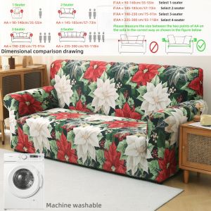 Chic European-style Floral Print Sofa Cover – Stretch Fitted Non-Slip All-Seasons Easy Clean for Living Room