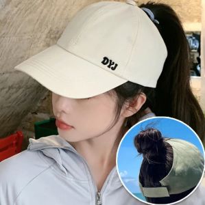 ILOVEDIY Summer Long Brim Sunhat Women Sun Hats Foldable Adjustable Outdoor Beach Bucket Hat UV Protection Visors Fisherman Ponytail Caps