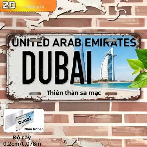 CIFbuy | Biển Số Xe Cổ Điển Dubai UAE Bằng Kim Loại Biển Hiệu Thiếc In Phẳng 2D Trang Trí Tường Bằng Nhôm Cho Nhà Quán Bar Quà Lưu Niệm Du Lịch Quà Tặng Nghệ Thuật