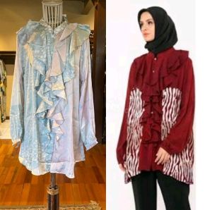 Zakia Tunik by Dian Pelangi LIMITED EDITION Baju Blouse Atasan Kemeja Blus Outfit Kerja Kantor Pesta Kondangan Lebaran Casual Formal Wanita Cantik Anggun Modis Modern Simple Elegan Mewah Model Korea Terbaru Motif Batik Abstrak Kekinian