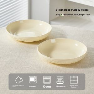 Carved Underglaze Ceramic Plate Dishware