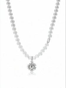 Zircon Pendant White Crystal Beaded Necklace