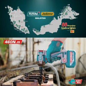 TOTAL Tools P42m 42V series Cordless impact wrench 460Nm 1/2" (full set) with 5 pcs H/Duty Impact box socket set - TIWLI42461