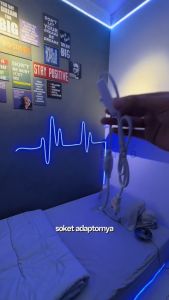 Paket Lampu LED Neon Flex 220V Soket Saklar ON/OFF 1M 2M 3M 4M 5M Hias Kamar Detak Jantung Aesthetic