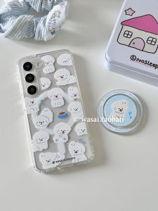 WASAI Cute Dog Illustration Phone Case Magnetic Absorption Transparent Shockproof Unique Design for Samsung S23 Ultra S24 S25 Ultra