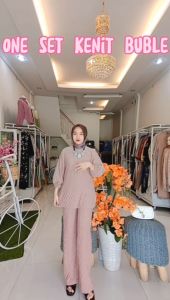 PUTRI BALQIS - ONESET BUBLE: Setelan Wanita Panjang Knit Buble Fit to L-XL