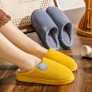 Homenhome รองเท้าผ้าฝ้ายผ้ากำมะหยี่พื้นรองเท้าหนานุ่มสำหรับฤดูหนาวกันลื่นในบ้านใช้ในครัวเรือน
