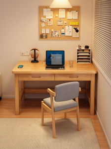 Simple Wooden Computer Desk Home Office Workstation Student Study Desk with Drawer Bedroom Writing Table Solid Wood Desk
