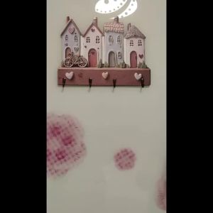 2D European-Style Coffee House Wooden Key Holder Retro Multi-Functional Hook Wall-Mounted Porch Decora New Store Opening Gift