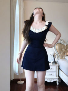 Korean Style Summer Love Fashion Gentle Soft Wind Slim Fit Strapless Dress High Waist Bordered Skirt H Type Summer Dress