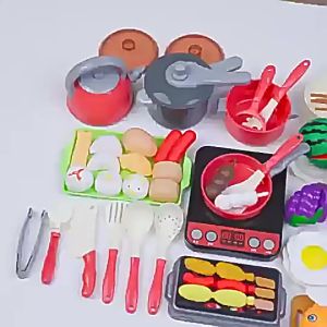 Bộ đồ chơi bếp nướng BBQ mô phỏng chân thực thực phẩm đổi màu khi nấu với hiệu ứng ánh sáng & âm thanh dành cho trẻ em