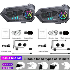 Y10 2X/Y12 Pro Motorcycle Helmet Bluetooth Headset Intercom with Long Battery Life Intelligent Noise Reduction IPX6 Waterproof