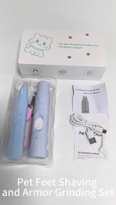 USB Rechargeable Pet Nail Grinder with LED Illumination 2 Speed Quiet Electric Nail Trimmer Painless Pet Nail Clipper for Dogs