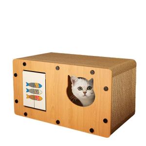 VOA | Durable Anti-shedding Hide Cat House Scratch Board Combo