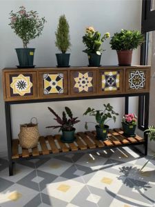 American Flower Stand Balcony Rack Decorative Interior Decoration Wooden Simple Flower Rack Living Room Floor TV Cabinet