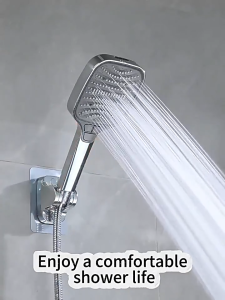 Multi-Function High-Pressure Square Shower Head – Water-Saving Adjustable Settings One-Button Stop Easy Rinse