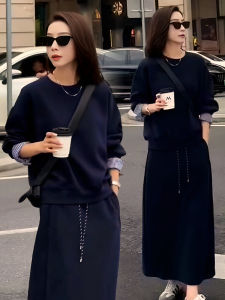 Fashionable Casual Outfit Womens 2025 Spring Autumn New Small Size Korean Style All-Match Sweatshirt Half Skirt Two-Piece Set