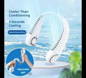 360-degree Rotation Hands Free Neck Fan Portable USB Rechargeable Bladeless Cooling Fan Quiet Wearable Fan for Summer Travel