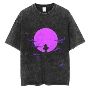 Áo Thun Cotton Phong Cách Hip Hop Đường Phố Harajuku Cổ Tròn Tay Ngắn in Họa Tiết Hoạt Hình Naruto Phong Cách Retro