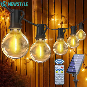G40 Solar Outdoor Patio String Lights Remote Control Dimmable Waterproof Solar USB Charge String lights for Garden Balcony Decor