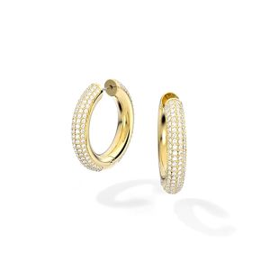 💖Swarovski💖Dextera medium size gold hoop diamond earrings S925 sterling silver womens fashion earrings hypoallergenic non-allergenic Valentines Day gift birthday gift for girlfriend bestie