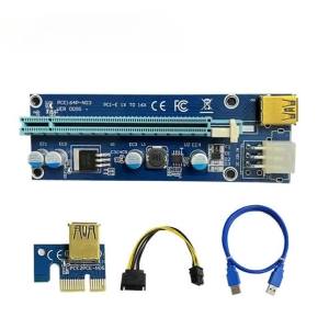 VER009S PCI-E Riser Card Adapter 009S PCIE PCI Express X1 to X16 Extender 0.6M USB 3.0 Cable SATA to 6Pin Power For Video Card