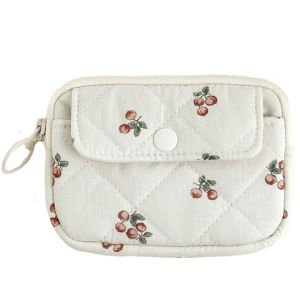 Cute Cotton Zipper Wallet Card Holder Womens Multi-functional Cosmetic Bag Document Key Storage Bag Youth Short Wallet