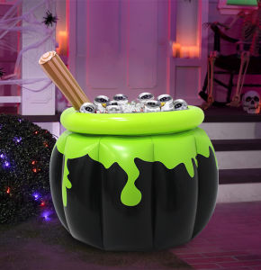 Halloween Inflatable Ice Bucket Witch Cauldron Drink Cooler Multi-Functional Candy Container Pool Party Birthday Decor