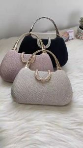 WANG101 - CELLINI Clutch Elegan Poliester Motif Sulam Warna Pastel dengan Aksen Logam