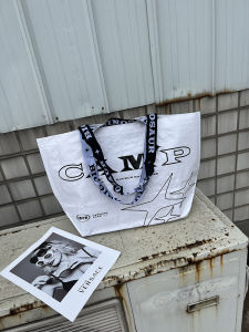 Waterproof Large Capacity Woven Bag Fashionable Letter Handheld Storage Bag for Outdoor Shopping Durable Eco-Friendly Bag