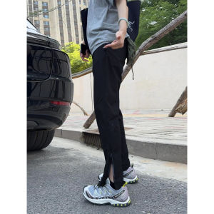 Quick Dry Outdoor Casual Pants Mens Summer Thin American Functional Style Hiking Pants Straight Leg Elastic Waistband