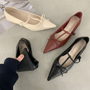 Korean Style Superfine Fiber Flat Shoes for Women with T-Shoe Buckle Low Heel Pointed Toe Upscale Fashionable Daily Wear