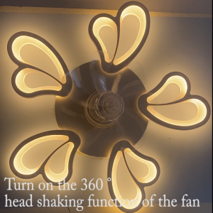 Butterfly White 360° Shake Head Fan Ceiling Light 6-speed 3-color Timing APP Control Suitable Bedroom Living Kitchen