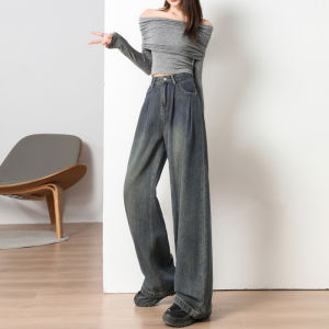 Quần Jean Nữ Cạp Cao Dáng Thẳng Dáng Rộng Quần Denim Ống Rộng Thoải Mái Mặc Hàng Ngày Phong Cách Y2K Hợp Thời Trang