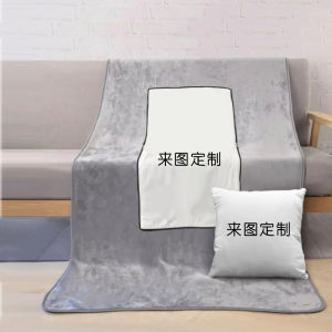 DIY Pillow Blanket Soft Plush Fabric Office Nap Dual Use Cushion Cover Customizable Print Modern Minimalist Style Chinese Origin